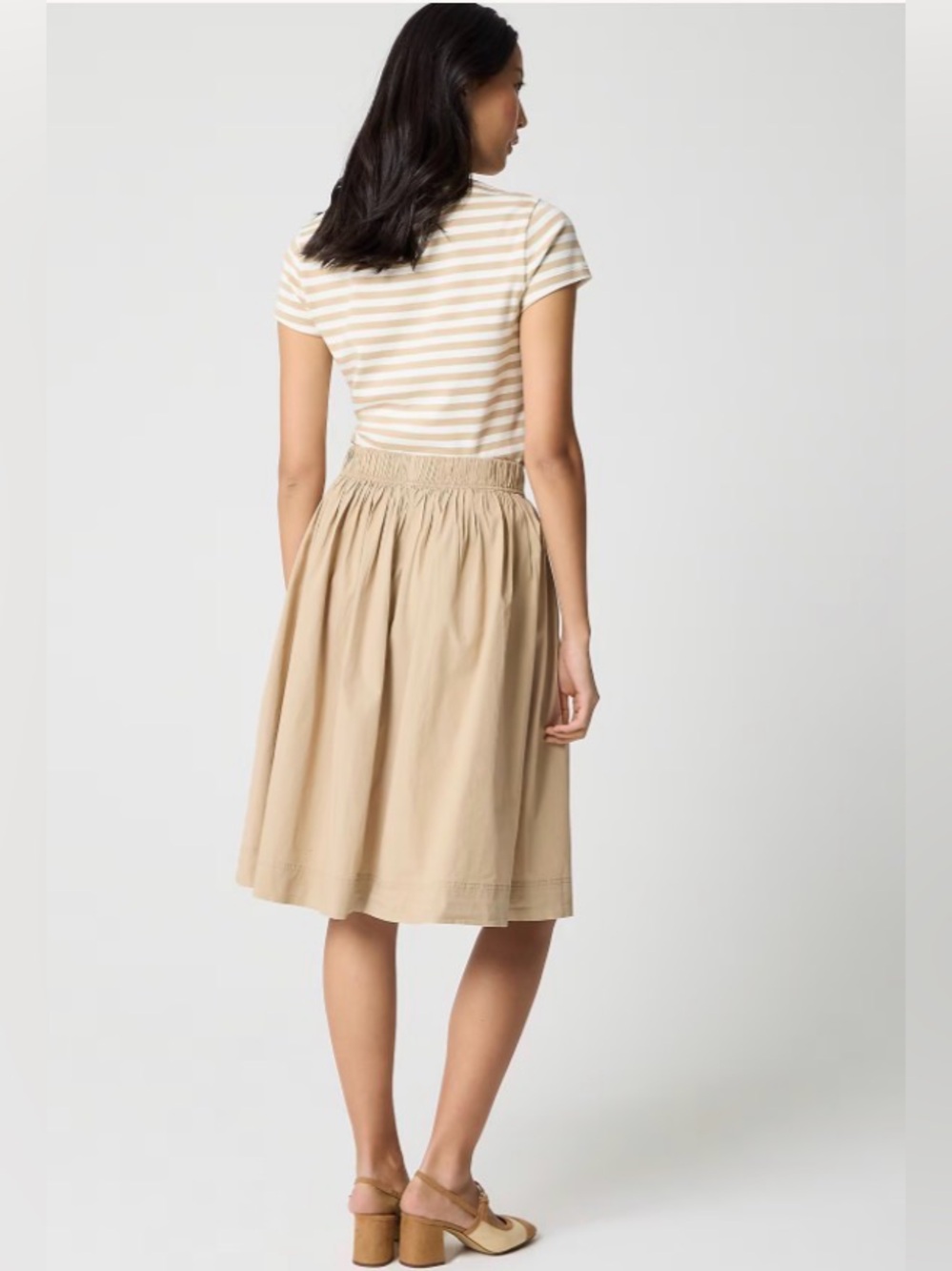 J. Crew Pleated button-front midi skirt in chestnut - Picture 2 of 7